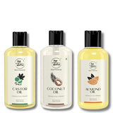 Combo of Pure Oils | Almond Oil, Coconut Oil & Castor Oil | 200 ml each - 3 units X 200ml